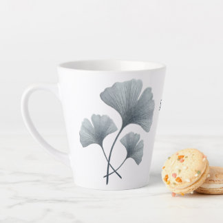 Tasse Latte Feuille de Ginkgo Bleue Personnalisée Nom Personna