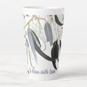 Tasse Latte feuille de gomme verte pâle avec message