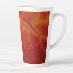 Tasse Latte Feuille d'érable rouge Abstraite Automne Photograp