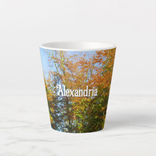 Tasse Latte Feuilles d'automne et Ciel bleu - Petites personna