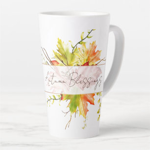 Tasse Latte Feuilles d'érable d'automne avec texte personnalis