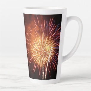 Tasse Latte Feux d'artifice Rouges, Blancs et Bleus I Patrioti