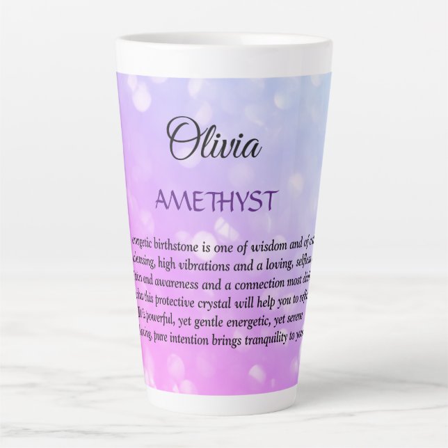 Tasse Latte Février Birthstone Amethyst conception (Devant)