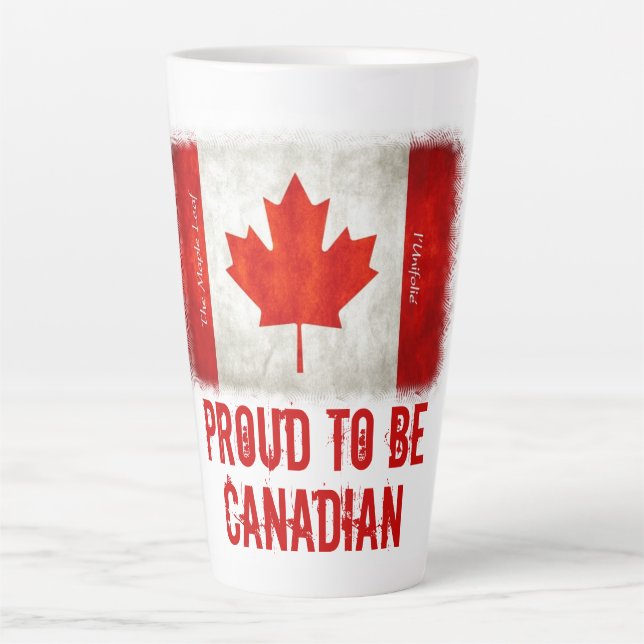 Tasse Latte Fier d'être le drapeau canadien (Devant)