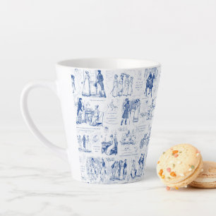 Tasse Latte Fierté et préjugé Citations de toile bleue