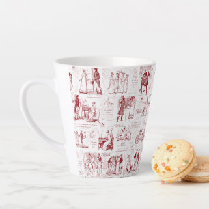 Tasse Latte Fierté et préjugés Citations de toile rouge