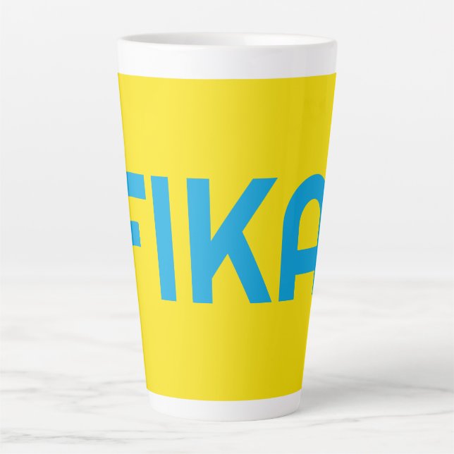 Tasse Latte FIKA Bold Jaune et bleu (Devant)