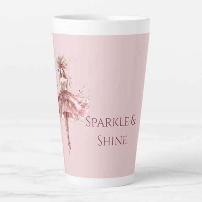 Tasse Latte Fille étincelante en Rose Rose robe or (Devant)