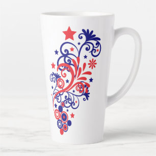 Tasse Latte Fioritures patriotiques, étoiles et volutes