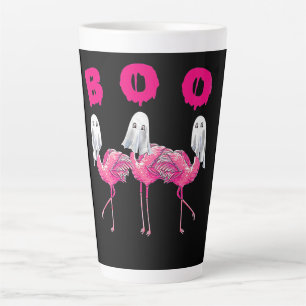 Tasse Latte Flamant rose Boo Halloween Flamant rose Fantôme