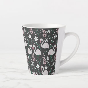 Tasse Latte Flamant rose motif transparent blanc sur arrière -