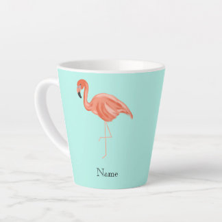 Tasse Latte Flamant rose tropical personnalisé