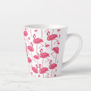 Tasse Latte Flamants roses roses sur Arrière - plan blanc