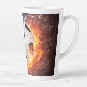 Tasse Latte Flamme Football/Balle de Football Jeu d'oreiller