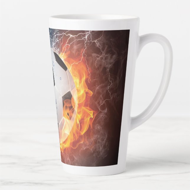 Tasse Latte Flamme Football/Balle de Football Jeu d'oreiller (Droite)