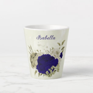 Tasse Latte Fleur beige bleu royal