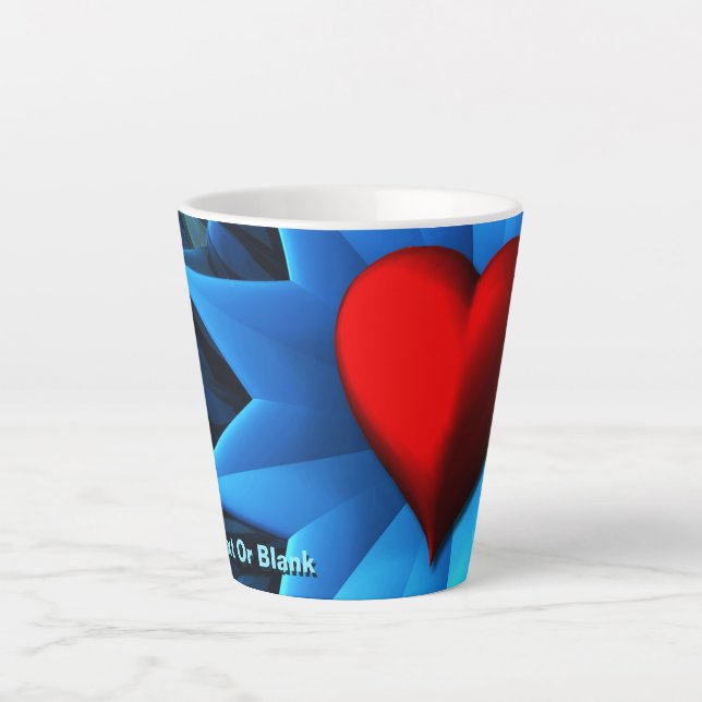 Tasse Latte Fleur coeur bleu fractal (Devant)