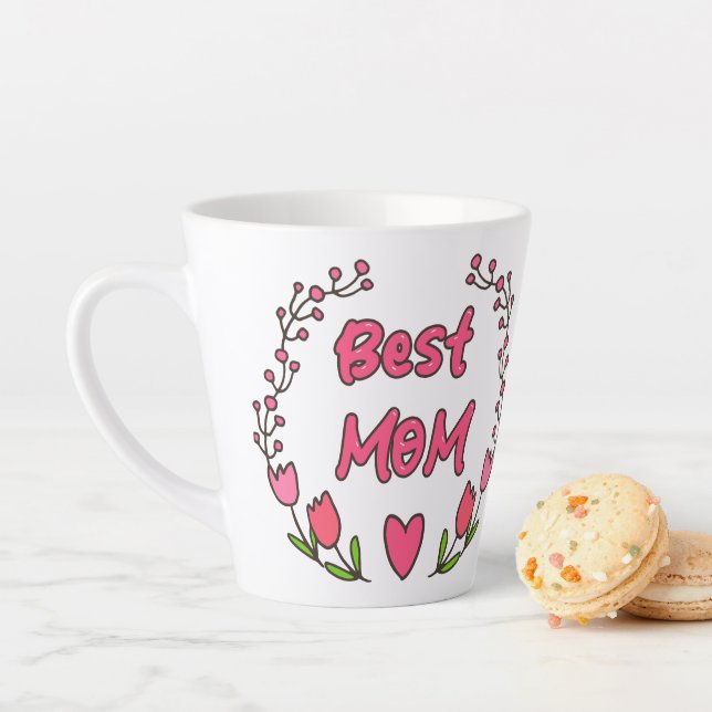 Tasse Latte Fleur d'amour de la mère - Meilleure maman jamais (En situation)