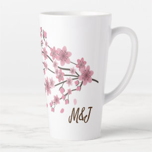 Tasse Latte Fleur de cerisier botanique chute pétales Ombré Ar
