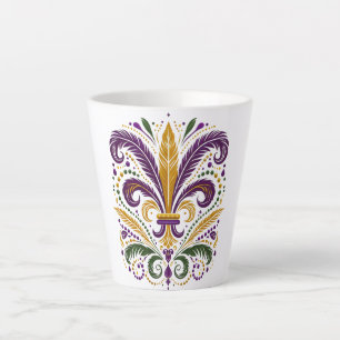 Tasse Latte Fleur de lis jaune et vert violet