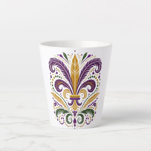 Tasse Latte Fleur de lis jaune et vert violet (Devant)