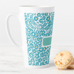Tasse Latte Fleur de marguerite initiale personnalisée moderne