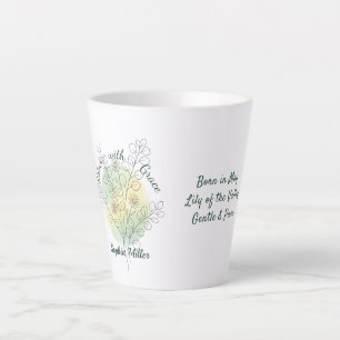 Tasse Latte Fleur de naissance personnalisée de mai Nom floral