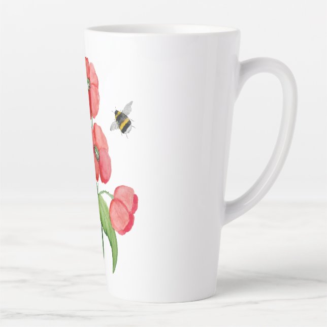 Tasse Latte Fleur de pavot et bourdons délicieuses (Droite)