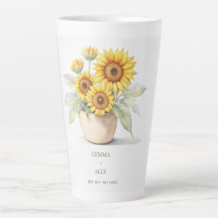Tasse Latte Fleur de soleil d'aquarelle Personnalisée Nouveaux