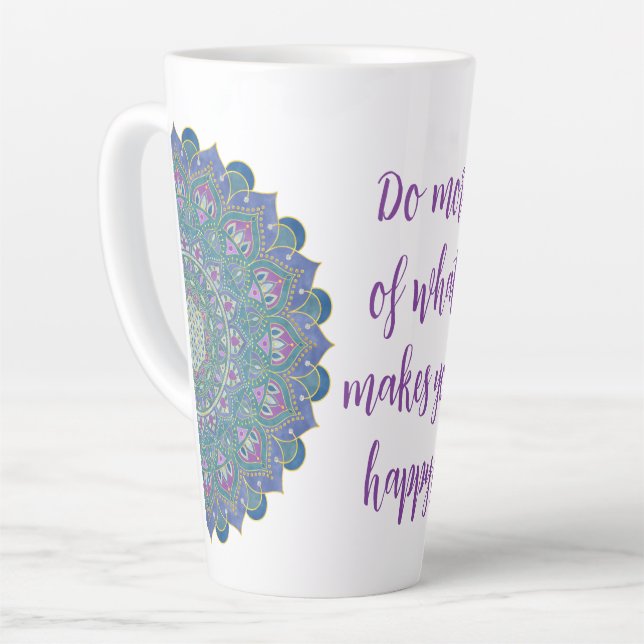 Tasse Latte Fleur De Vie - Mandala India Style 1 (Angle gauche)