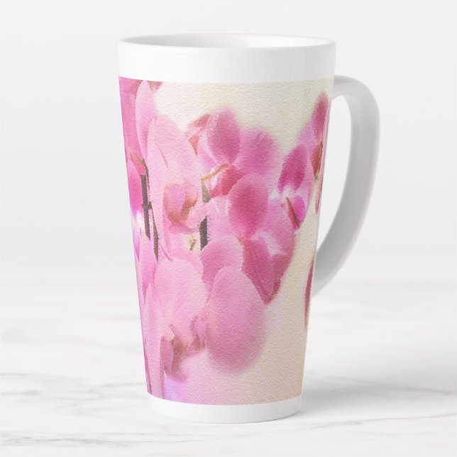 Tasse Latte Fleur d'orchidée rose (Angle droit)
