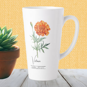 Tasse Latte Fleur du mois de naissance Octobre Marigold