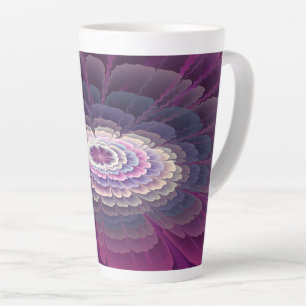 Tasse Latte Fleur frappante abstraite fractale couleur rose