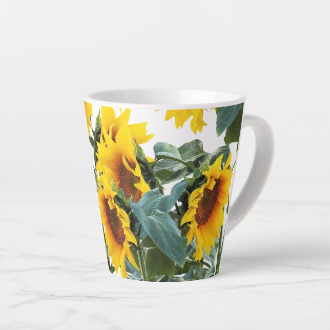 Tasse Latte Fleur jaune tournesol (Angle droit)