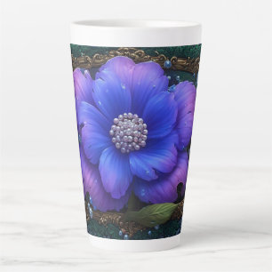 Tasse Latte Fleur Luxueuse Avec Cadre Orné