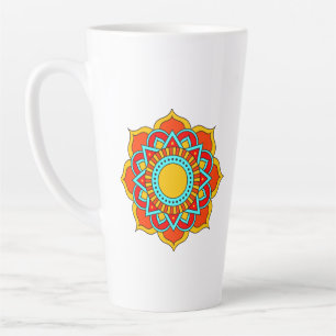 Tasse Latte Fleur Mandala rouge géométrique-54567