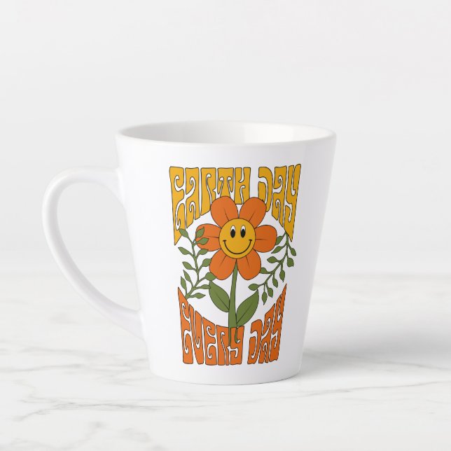 Tasse Latte Fleur marguerite rétro des années 70 (Gauche)