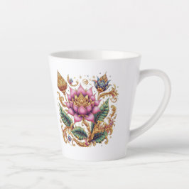Tasse Latte Fleur Motif Thaïlandais