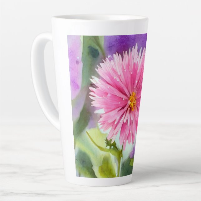 Tasse Latte Fleur pourpre (Angle gauche)
