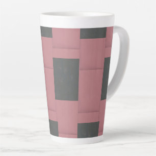 Tasse Latte Fleur rose Checker Abstrait