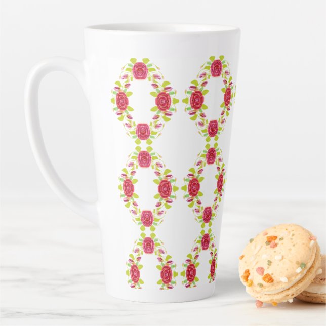 Tasse Latte Fleur rose rose (En situation)