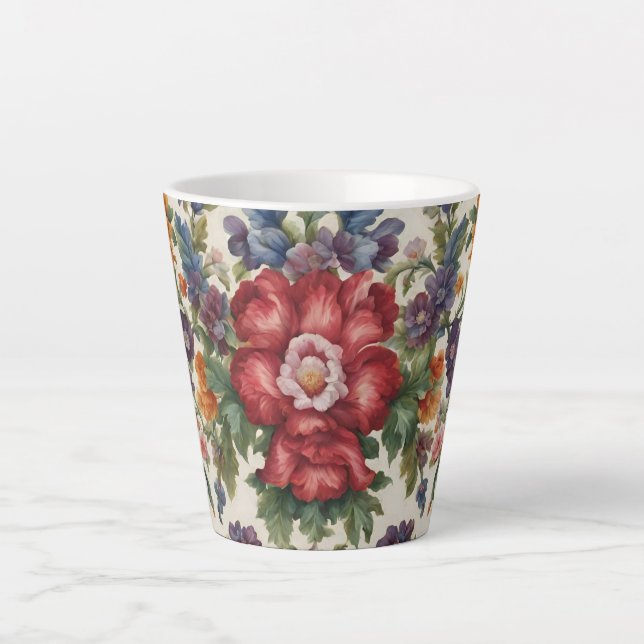 Tasse Latte Fleur rouge raffinée Extraordinaire et Fleurs déli (Devant)