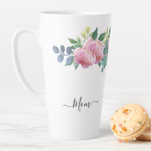 Tasse Latte Fleur vert botanique moderne élégante