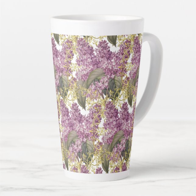 Tasse Latte Fleur violette Lilacs chic (Angle droit)