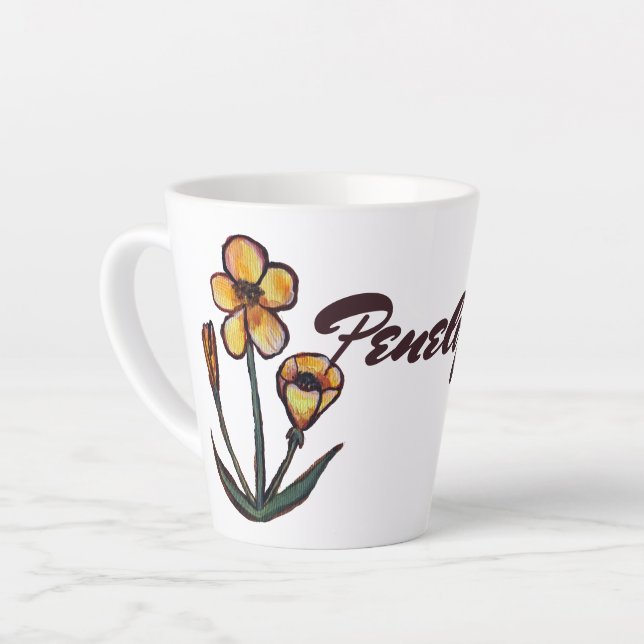 Tasse Latte Fleurs (Angle gauche)