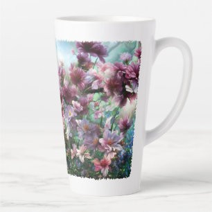 Tasse Latte Fleurs à éclaboussures de fleurs de cerisier