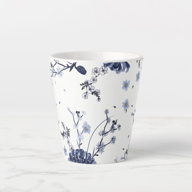 Tasse Latte Fleurs bleues (Devant)