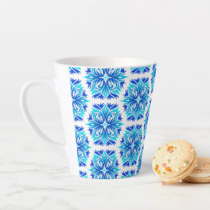 Tasse Latte Fleurs Bleues, Motif De Fleurs, Modèle Floral