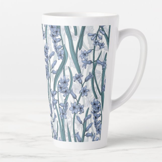 Tasse Latte Fleurs Blue Hyacinth sur blanc (Droite)
