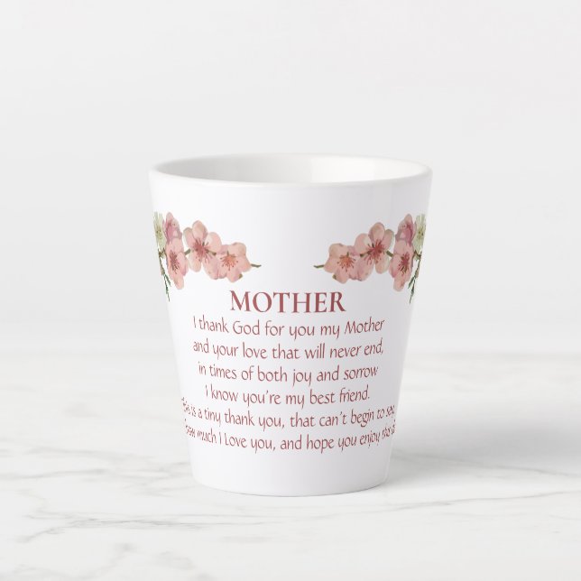 Tasse Latte Fleurs de cerisiers en rose pour mère (Devant)